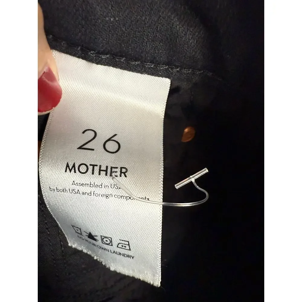 Mother High Waist Rider Ankle Kick Flare Jeans in Not Guilty Black Wash Size 26 - Picture 8 of 10